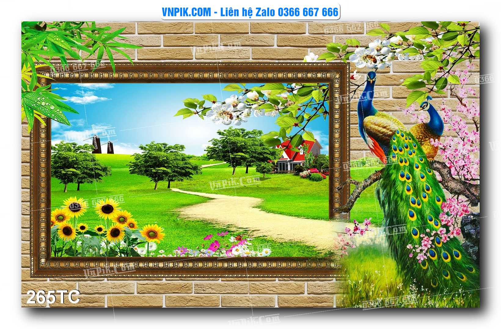 Tranh Treo Tường – Chim Công Hoa Mẫu Đơn 265TC