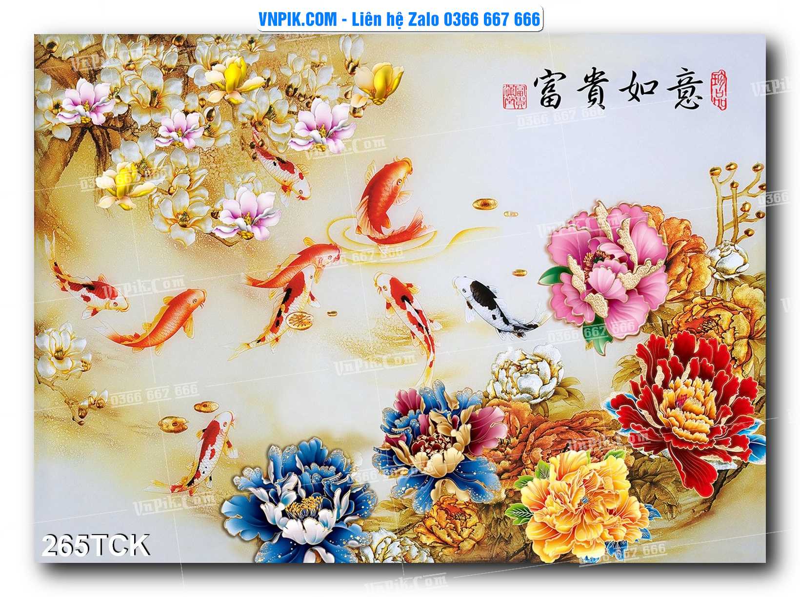 Tranh Hoa Sen – Cá Koi – Cá Chép  265TCK