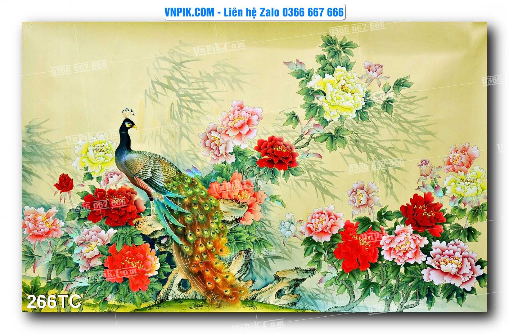 Tranh Treo Tường – Chim Công Hoa Mẫu Đơn 266TC