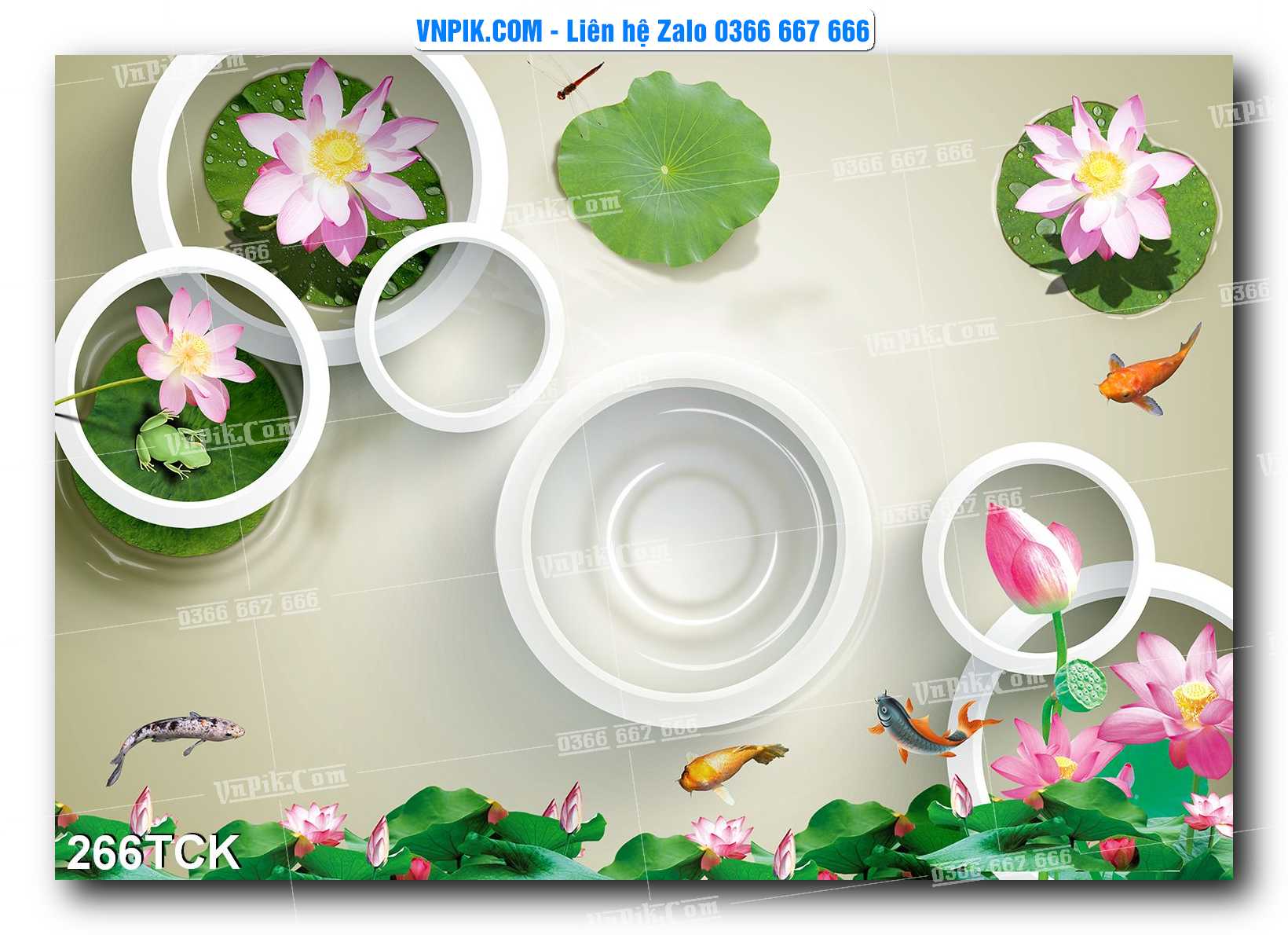 Tranh Hoa Sen – Cá Koi – Cá Chép  266TCK