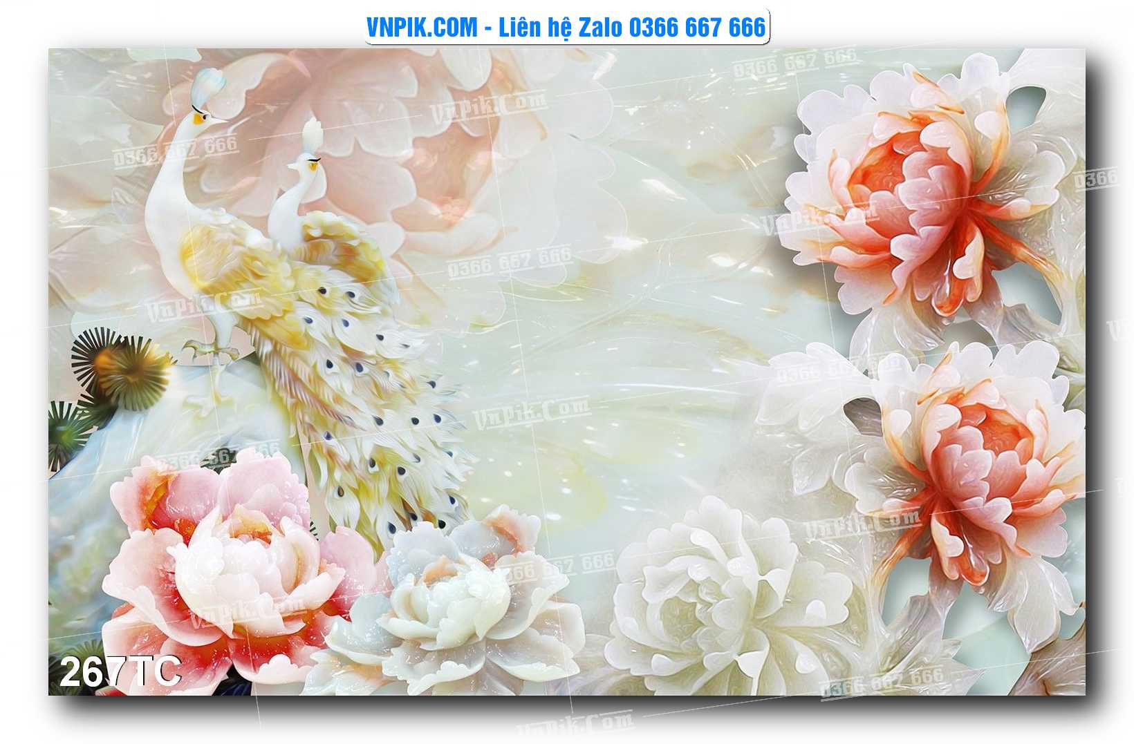Tranh Treo Tường – Chim Công Hoa Mẫu Đơn 267TC