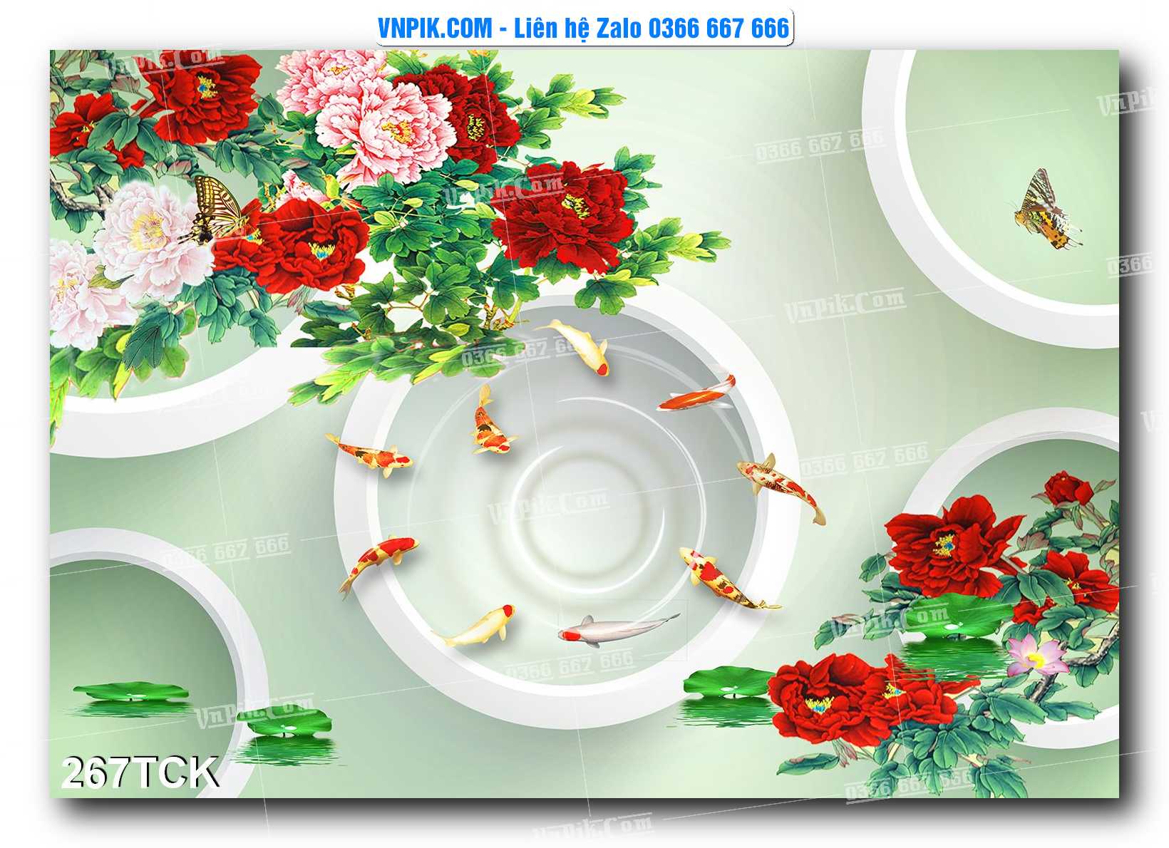 Tranh Hoa Sen – Cá Koi – Cá Chép  267TCK