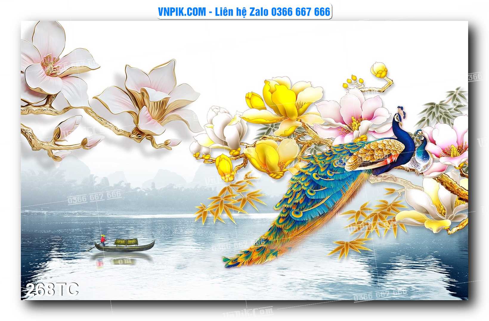 Tranh Treo Tường – Chim Công Hoa Mẫu Đơn 268TC
