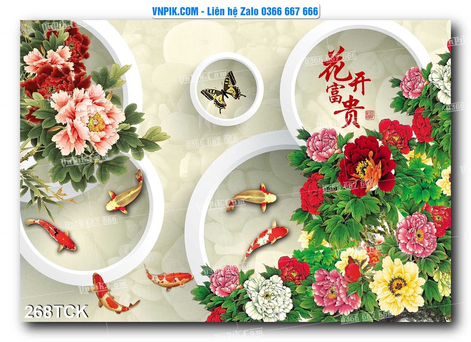 Tranh Hoa Sen – Cá Koi – Cá Chép  268TCK