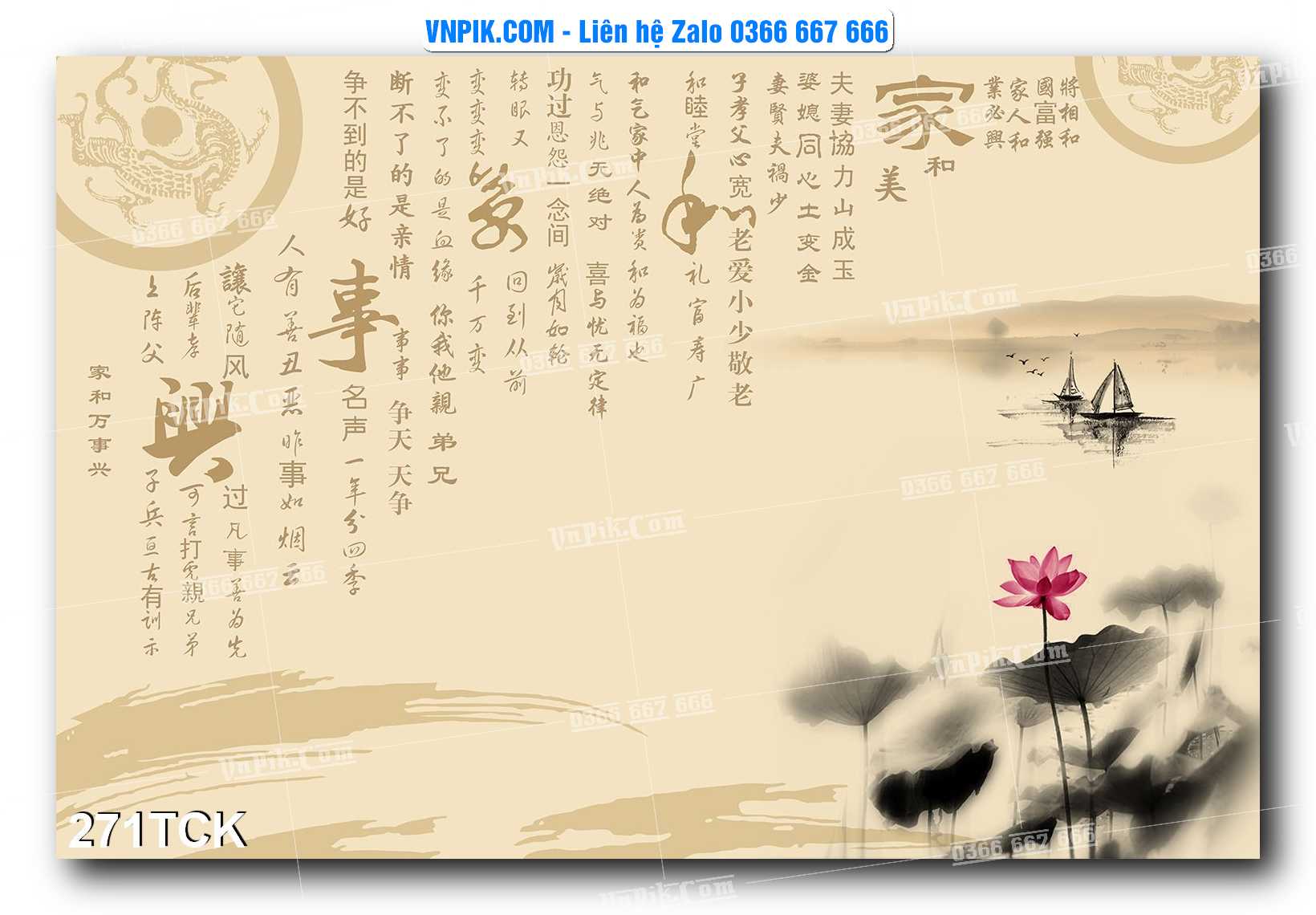 Tranh Hoa Sen – Cá Koi – Cá Chép  271TCK