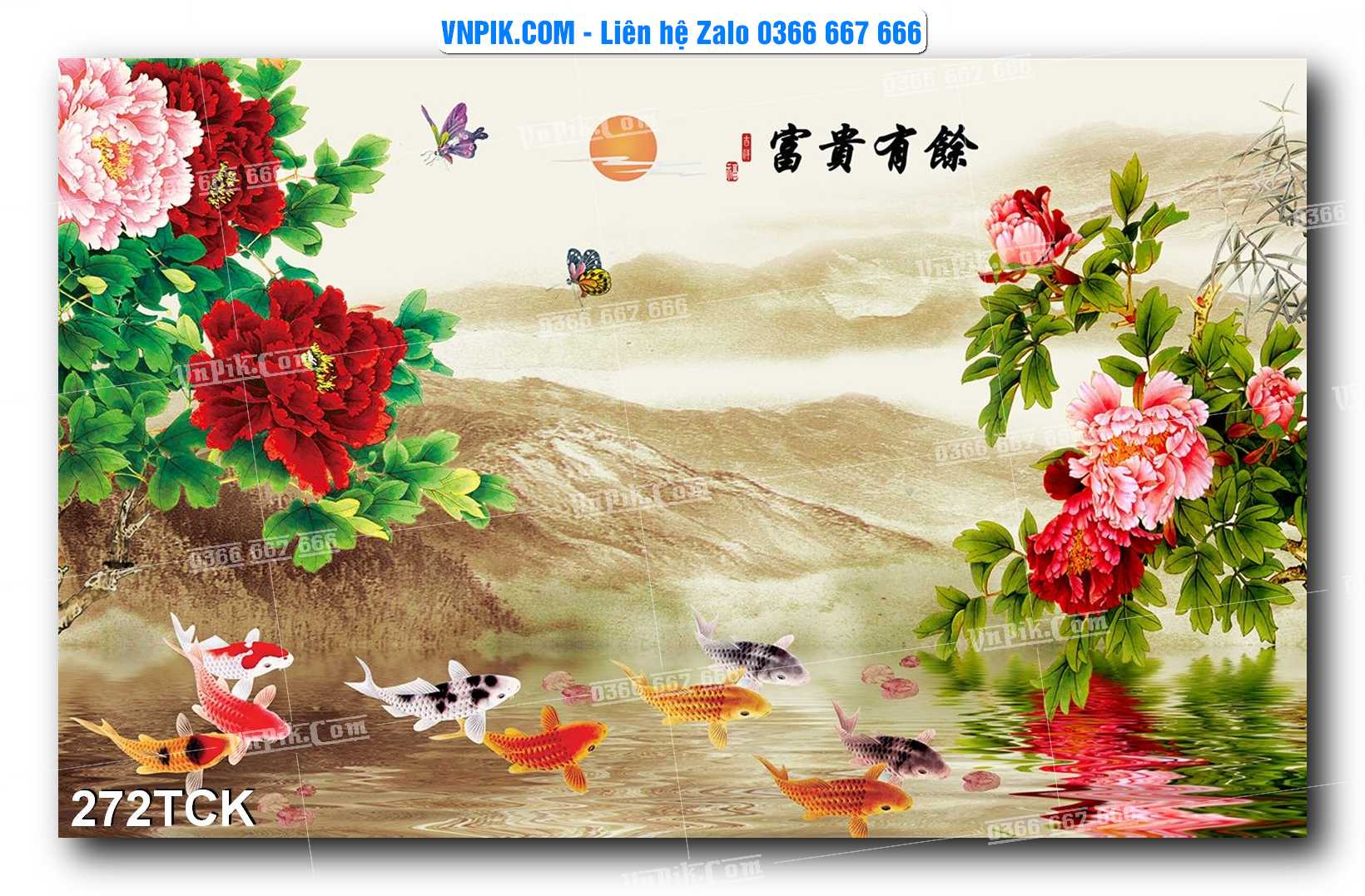 Tranh Hoa Sen – Cá Koi – Cá Chép  272TCK
