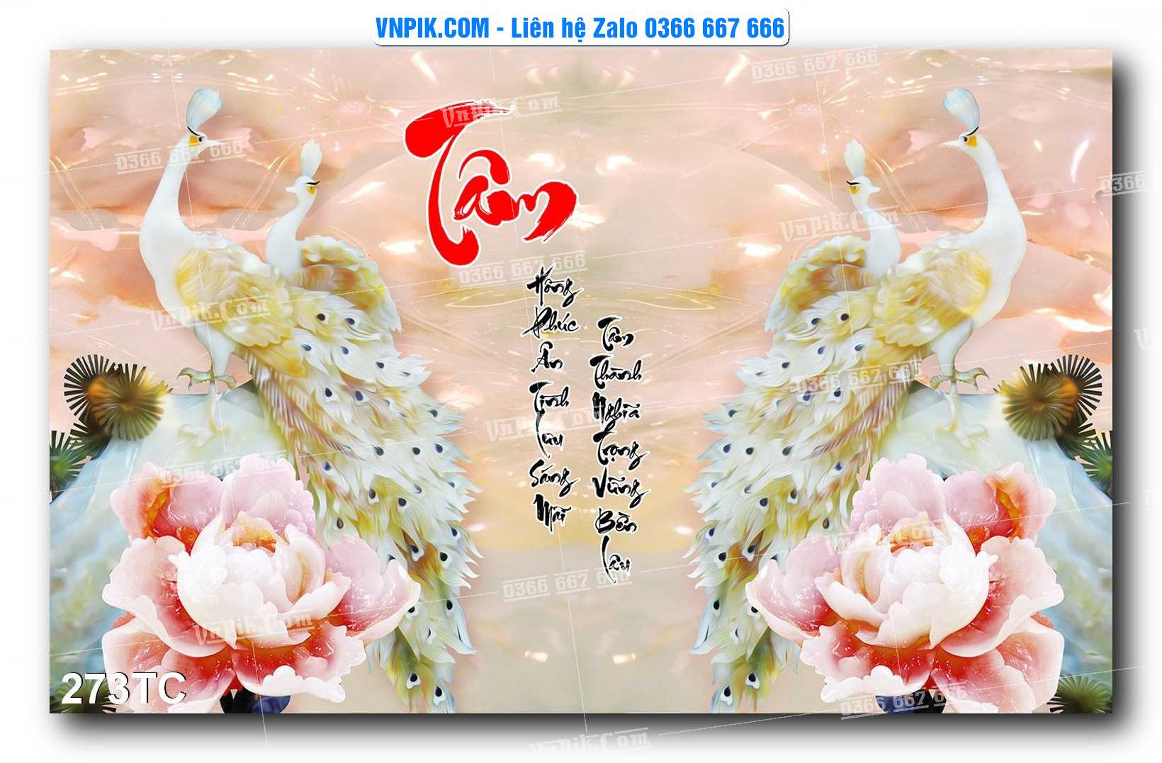 Tranh Treo Tường – Chim Công Hoa Mẫu Đơn 273TC