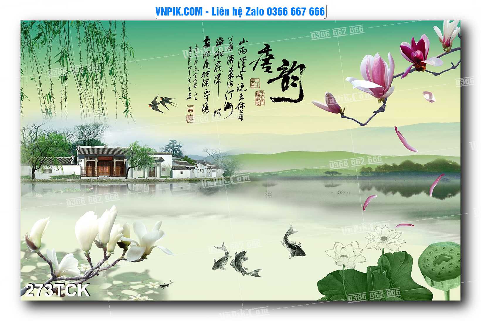 Tranh Hoa Sen – Cá Koi – Cá Chép  273TCK