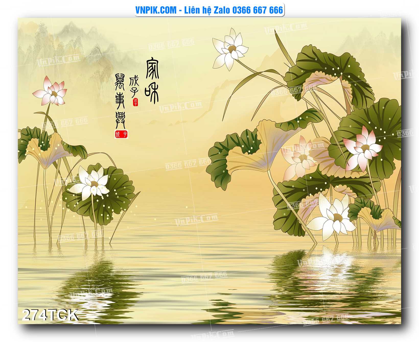 Tranh Hoa Sen – Cá Koi – Cá Chép  274TCK