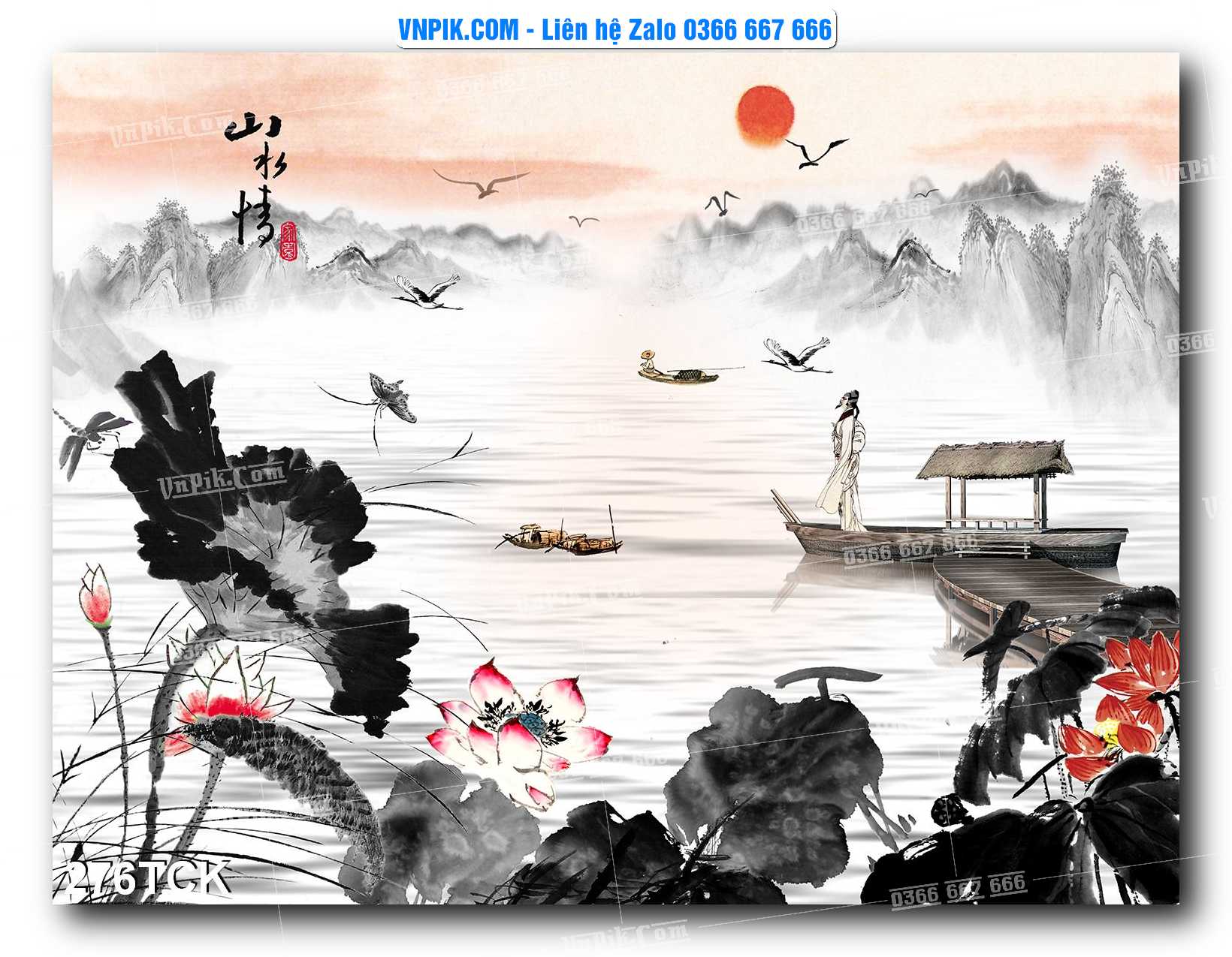 Tranh Hoa Sen – Cá Koi – Cá Chép  276TCK