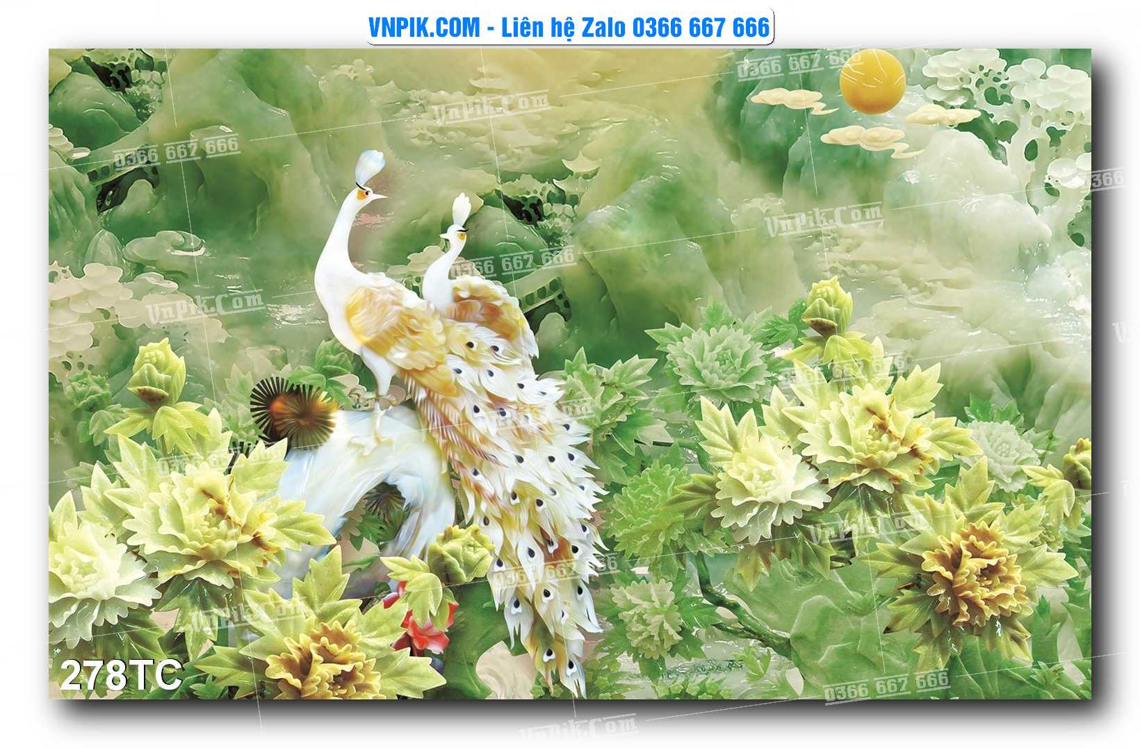 Tranh Treo Tường – Chim Công Hoa Mẫu Đơn 278TC