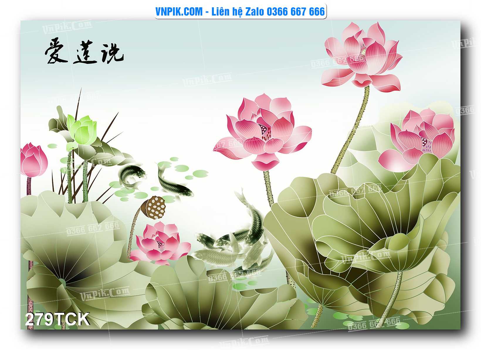 Tranh Hoa Sen – Cá Koi – Cá Chép  279TCK