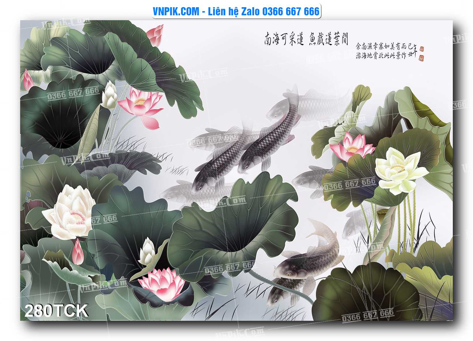 Tranh Hoa Sen – Cá Koi – Cá Chép  280TCK