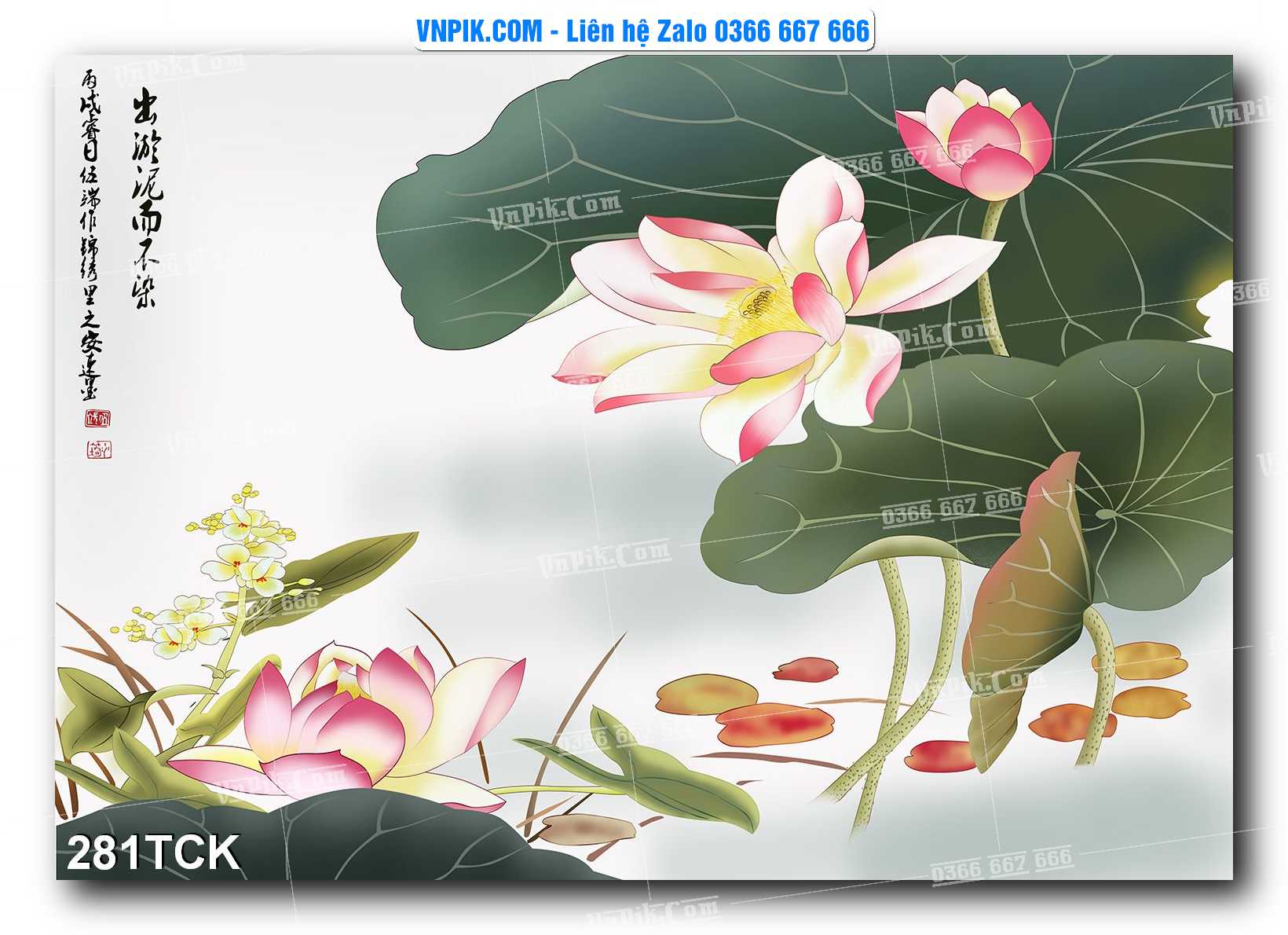 Tranh Hoa Sen – Cá Koi – Cá Chép  281TCK