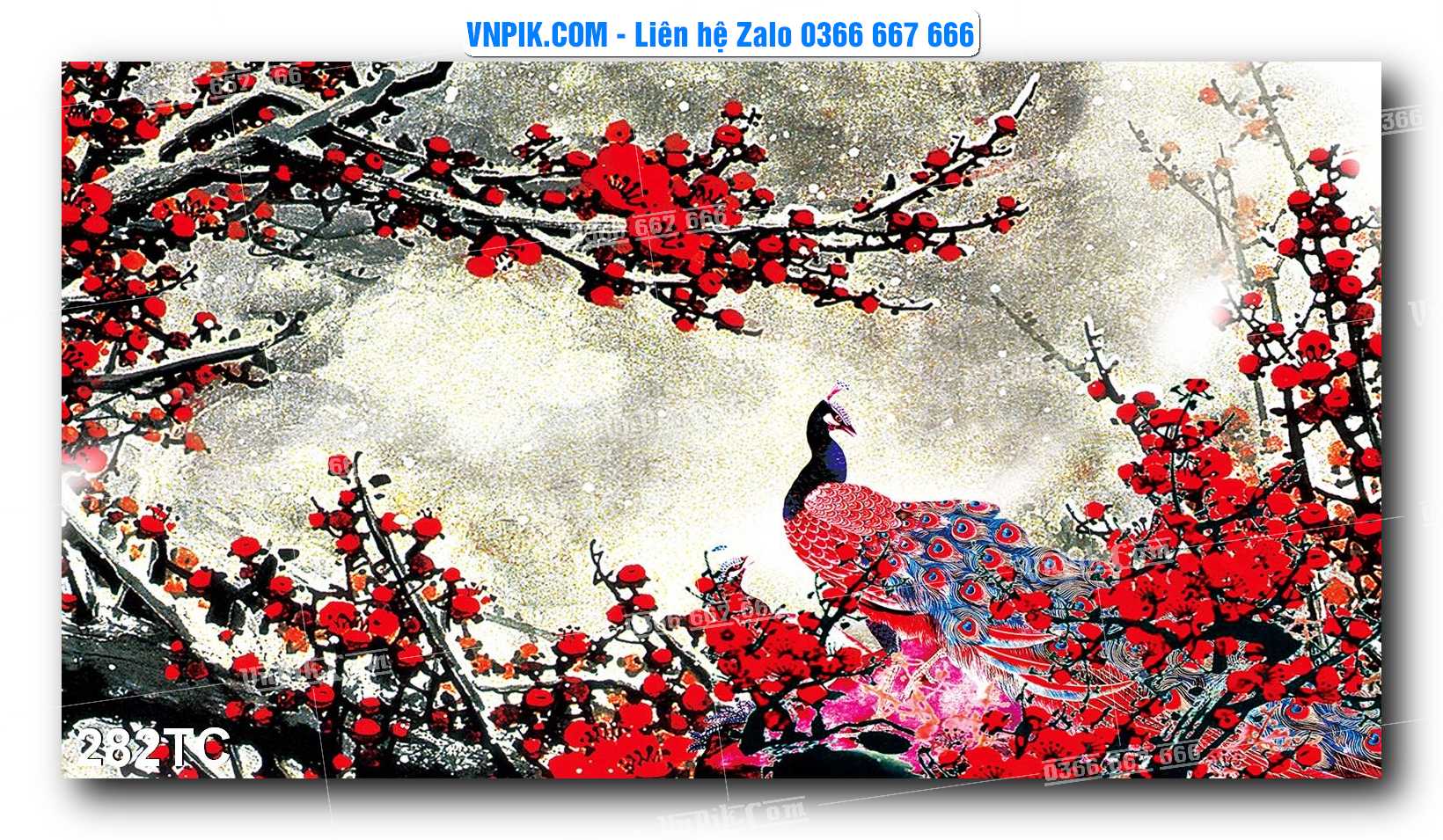 Tranh Treo Tường – Chim Công Hoa Mẫu Đơn 282TC