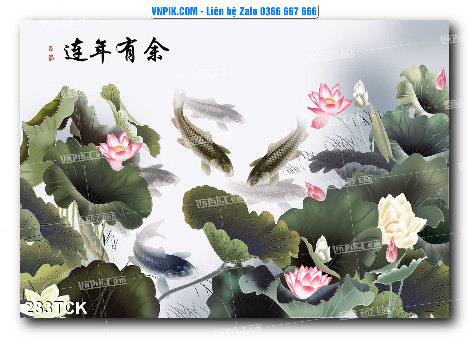 Tranh Hoa Sen – Cá Koi – Cá Chép  283TCK