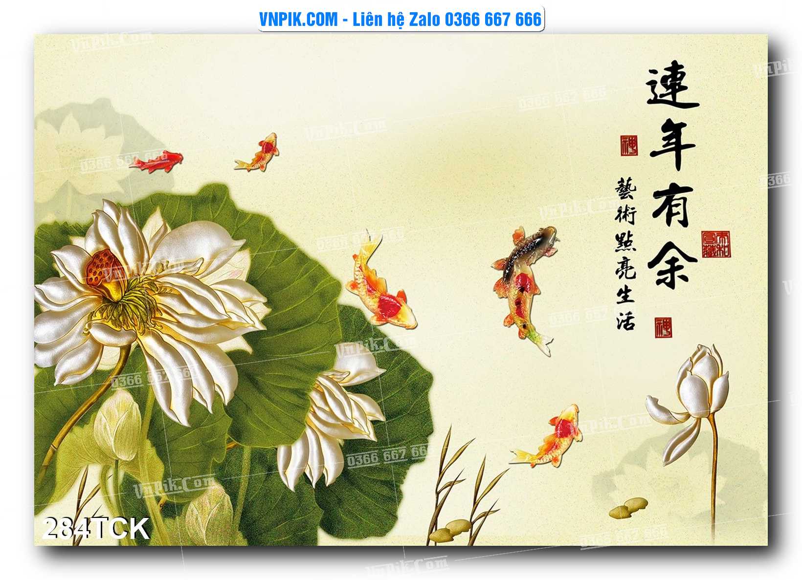 Tranh Hoa Sen – Cá Koi – Cá Chép  284TCK
