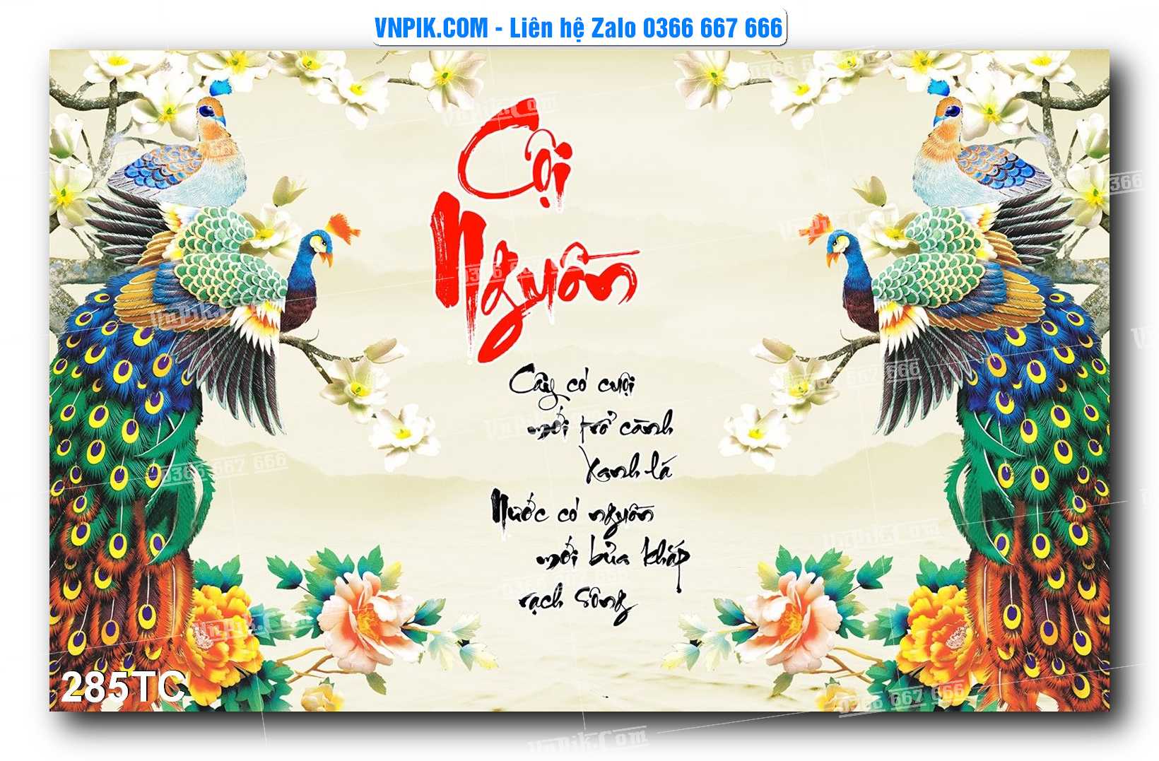 Tranh Treo Tường – Chim Công Hoa Mẫu Đơn 285TC