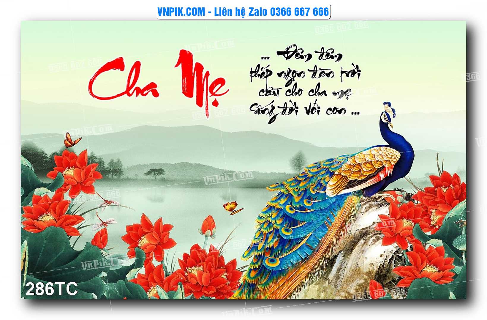 Tranh Treo Tường – Chim Công Hoa Mẫu Đơn 286TC