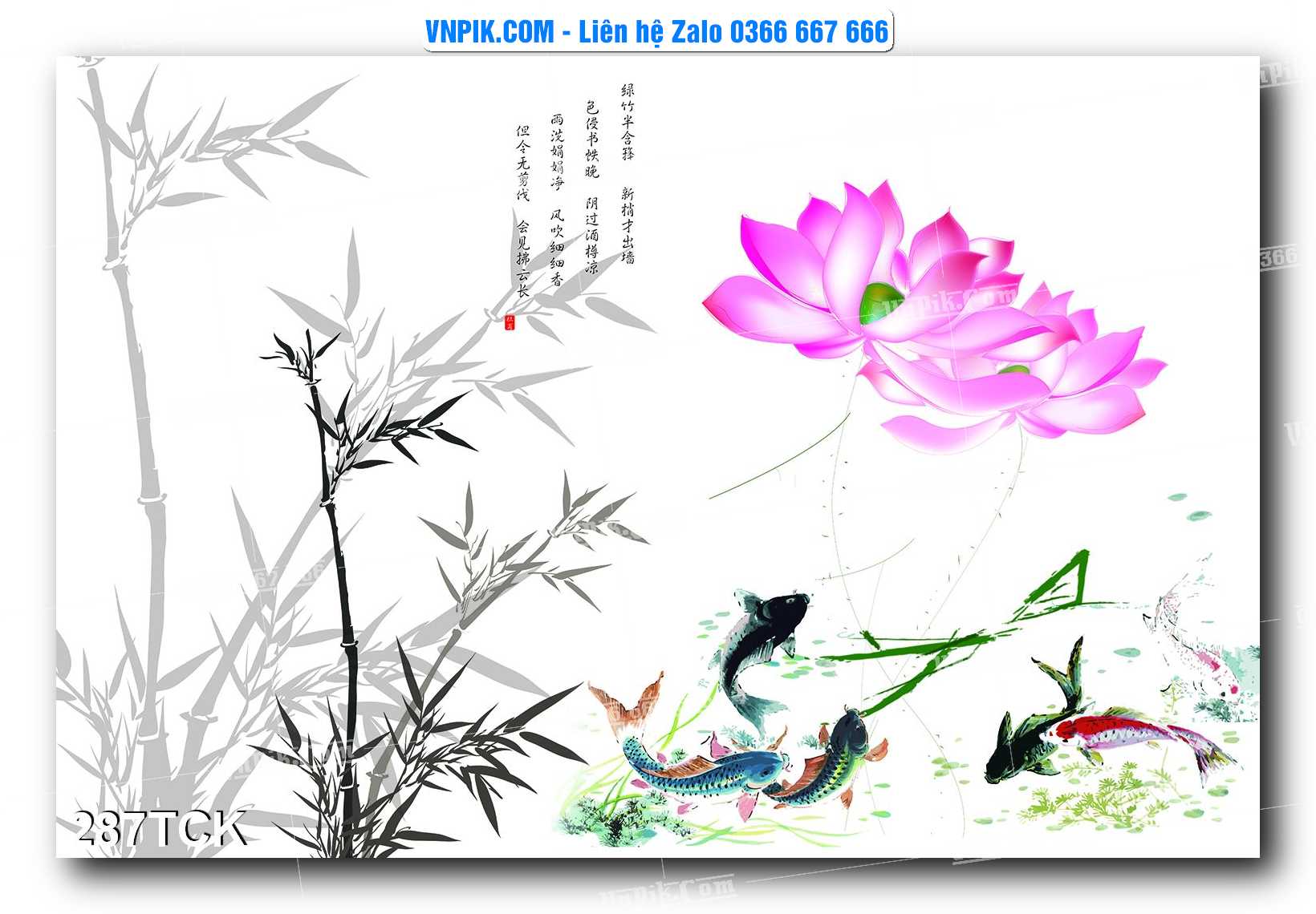 Tranh Hoa Sen – Cá Koi – Cá Chép  287TCK