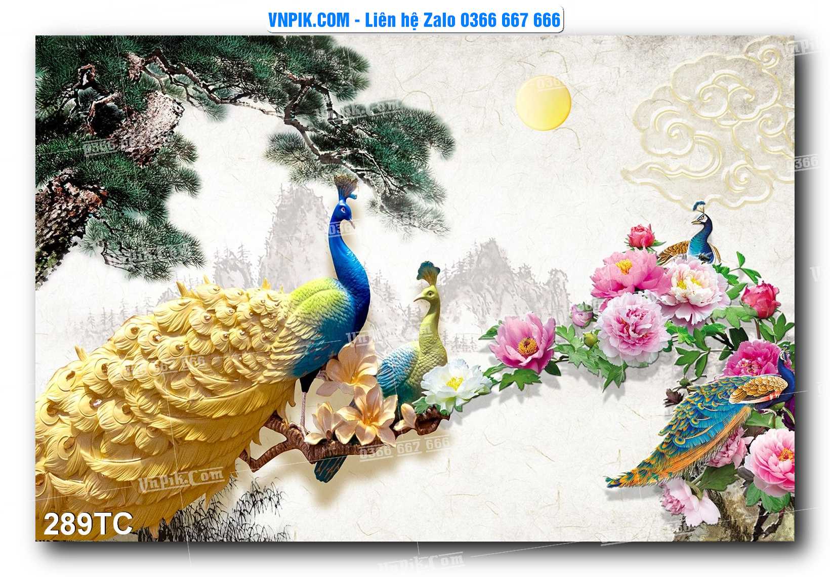 Tranh Treo Tường – Chim Công Hoa Mẫu Đơn 289TC