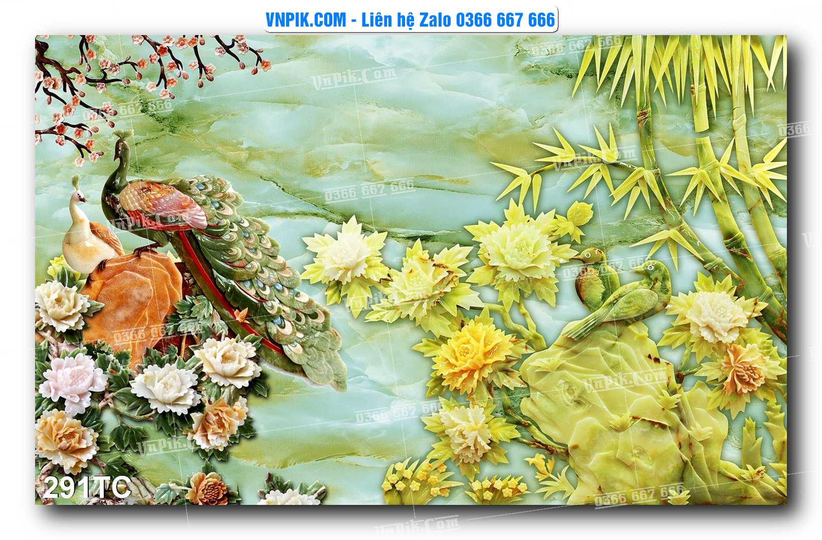 Tranh Treo Tường – Chim Công Hoa Mẫu Đơn 291TC