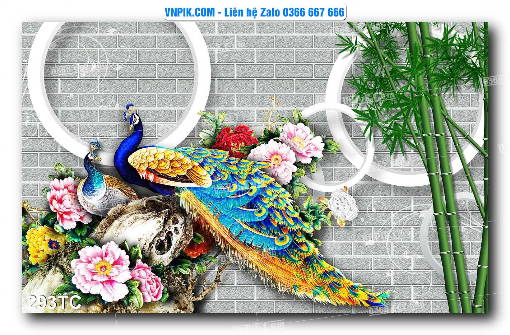 Tranh Treo Tường – Chim Công Hoa Mẫu Đơn 293TC