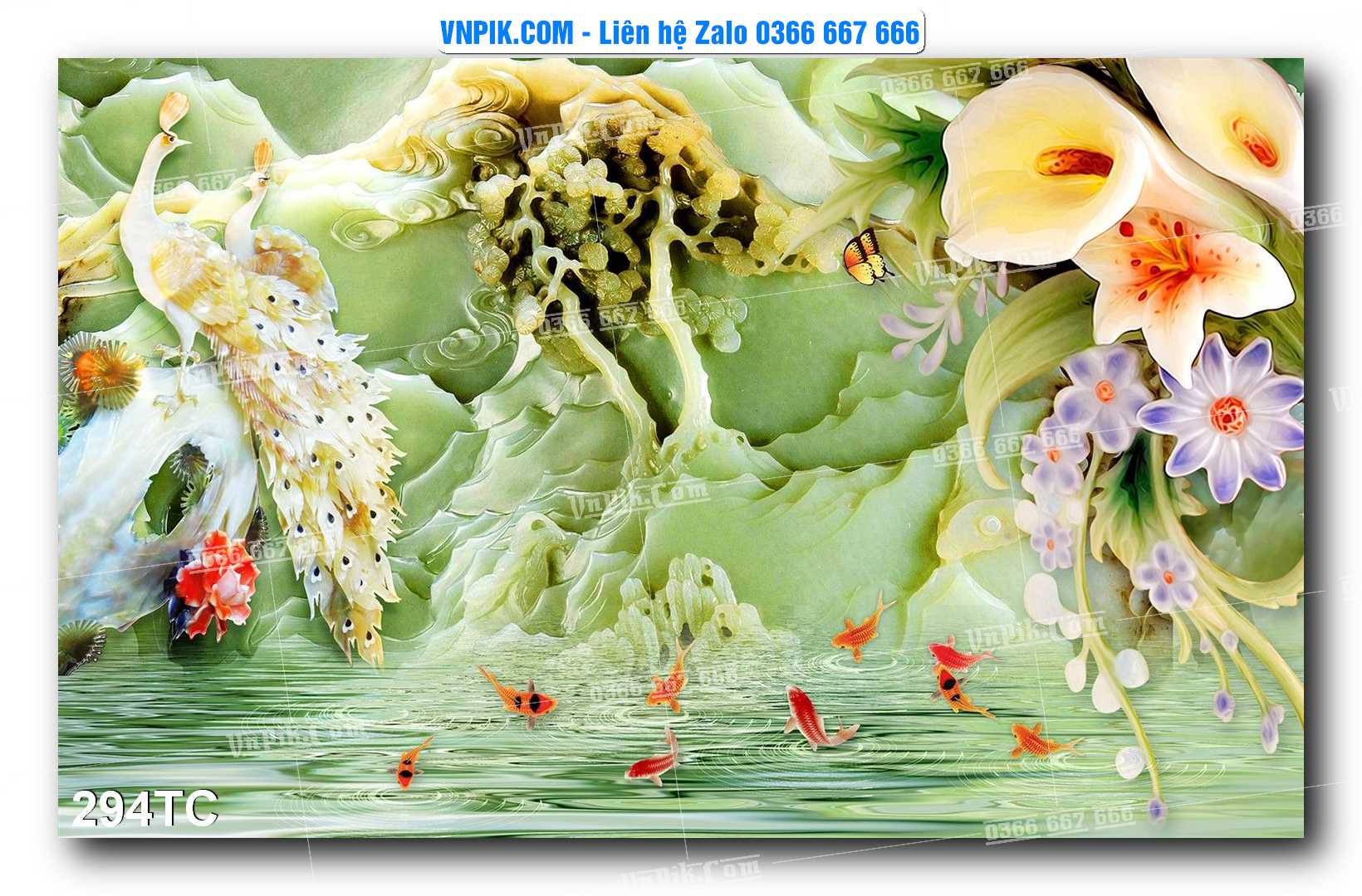 Tranh Treo Tường – Chim Công Hoa Mẫu Đơn 294TC
