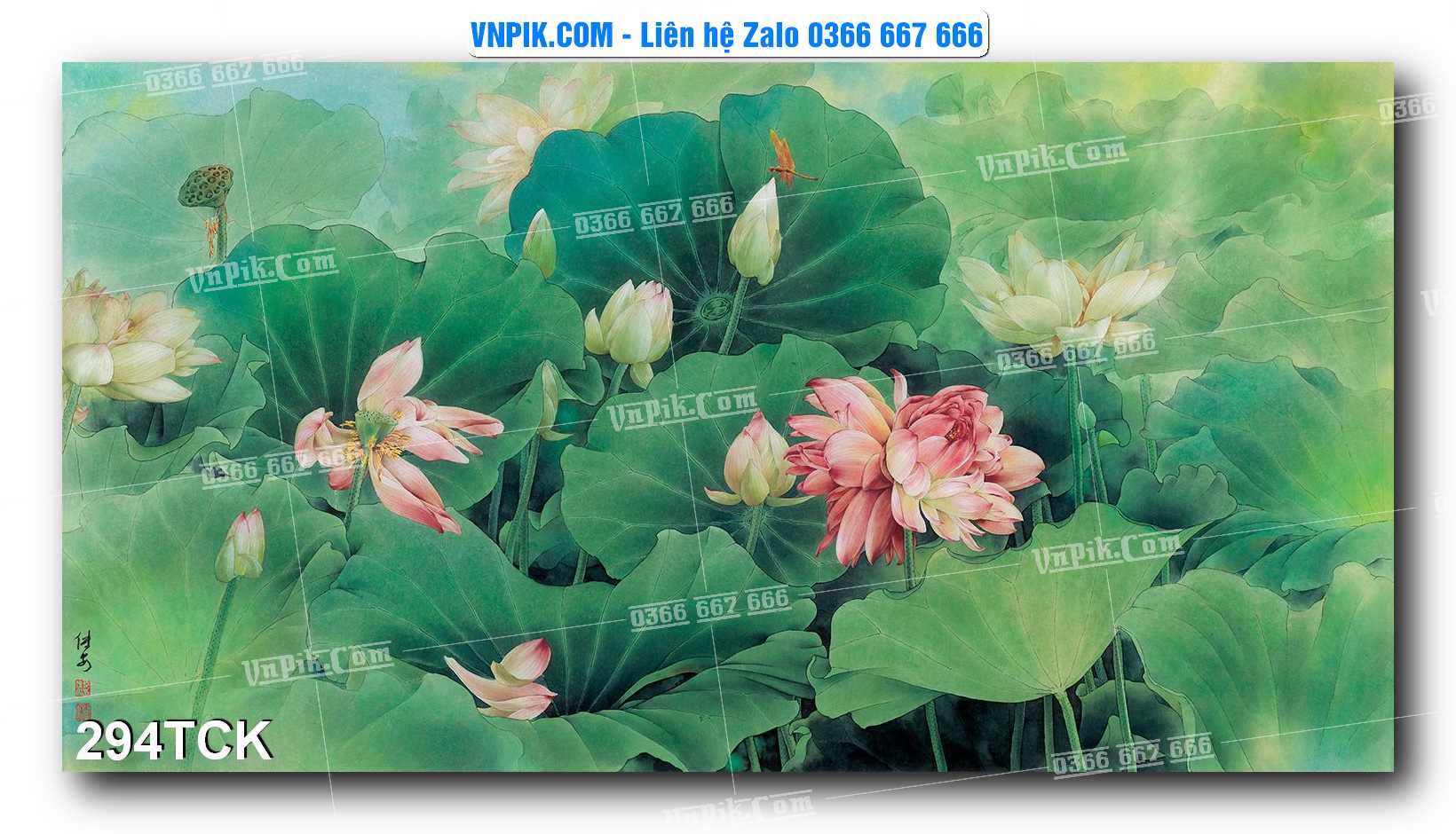 Tranh Hoa Sen – Cá Koi – Cá Chép  294TCK