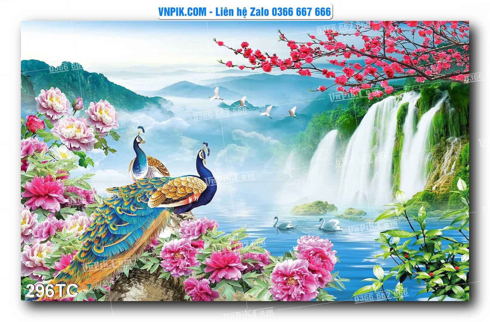 Tranh Treo Tường – Chim Công Hoa Mẫu Đơn 296TC