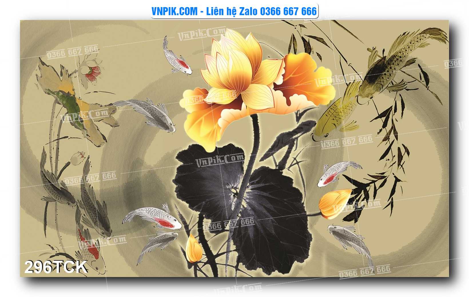 Tranh Hoa Sen – Cá Koi – Cá Chép  296TCK