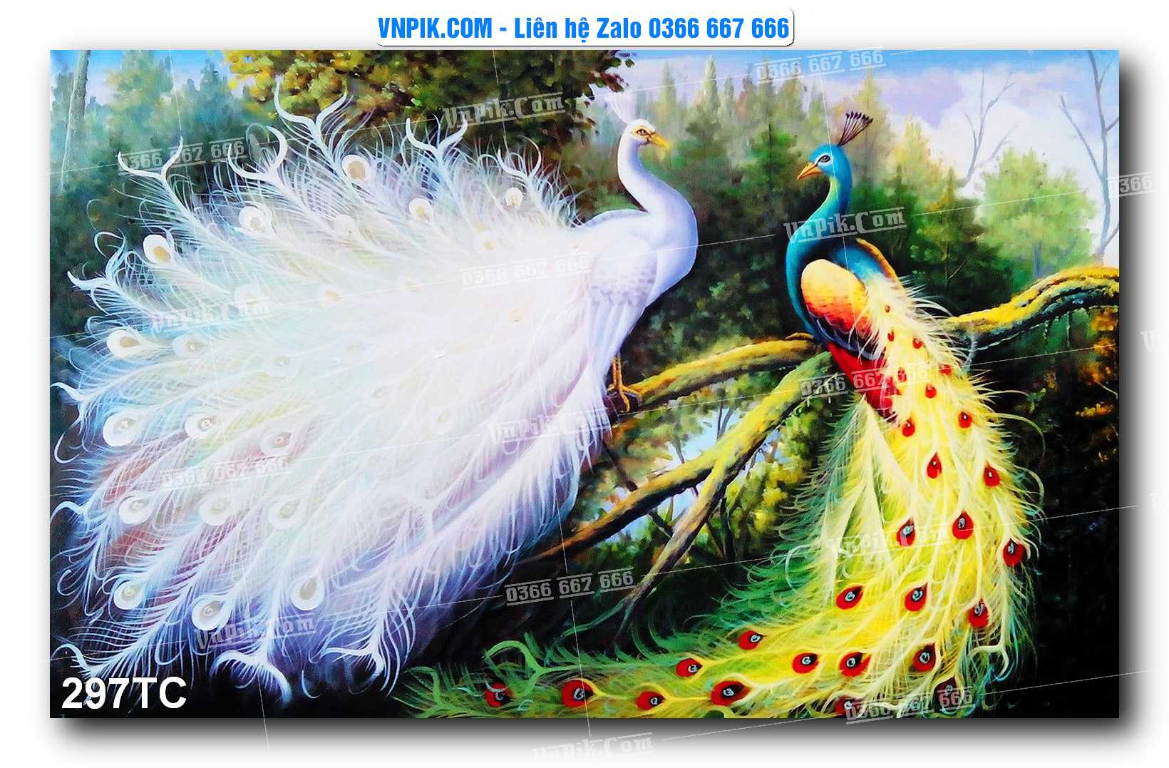 Tranh Treo Tường – Chim Công Hoa Mẫu Đơn 297TC