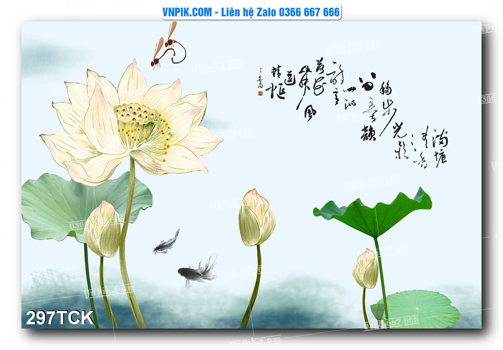 Tranh Hoa Sen – Cá Koi – Cá Chép  297TCK