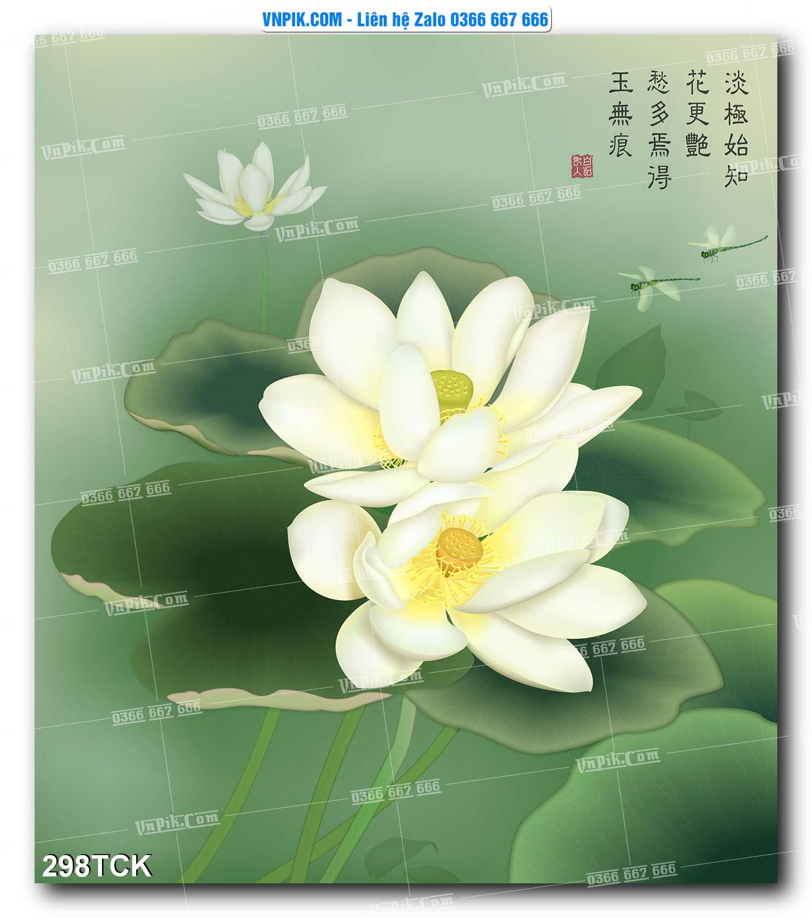 Tranh Hoa Sen – Cá Koi – Cá Chép  298TCK