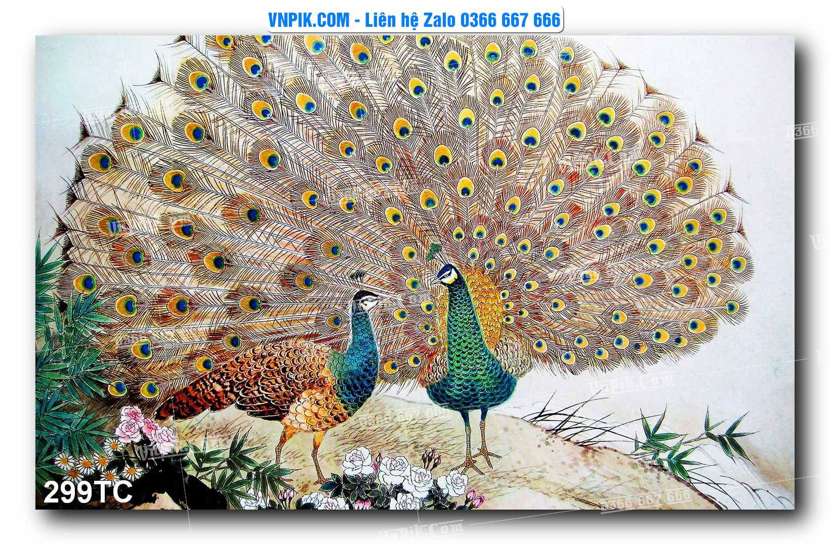 Tranh Treo Tường – Chim Công Hoa Mẫu Đơn 299TC