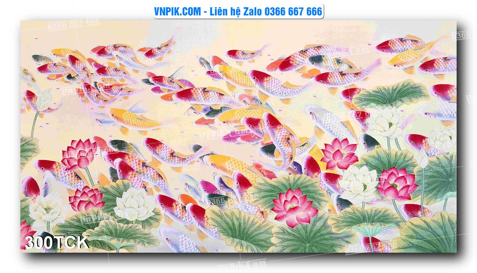 Tranh Hoa Sen – Cá Koi – Cá Chép  300TCK