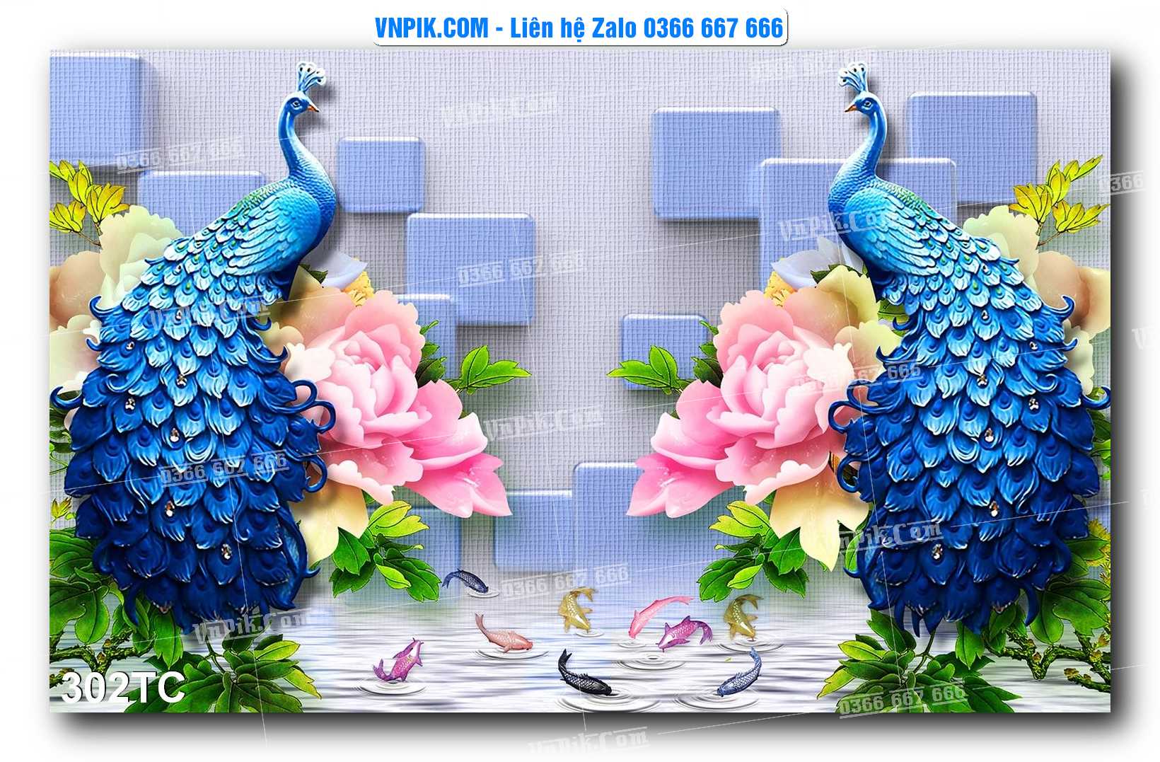 Tranh Treo Tường – Chim Công Hoa Mẫu Đơn 302TC