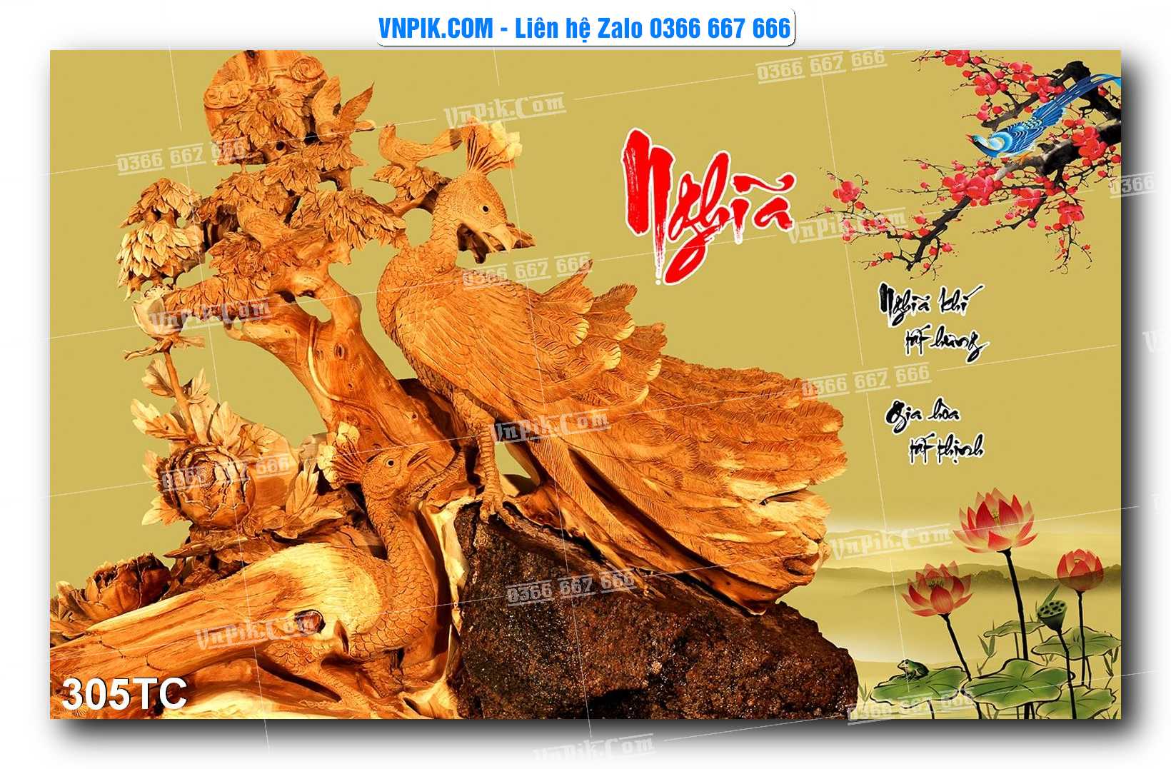 Tranh Treo Tường – Chim Công Hoa Mẫu Đơn 305TC