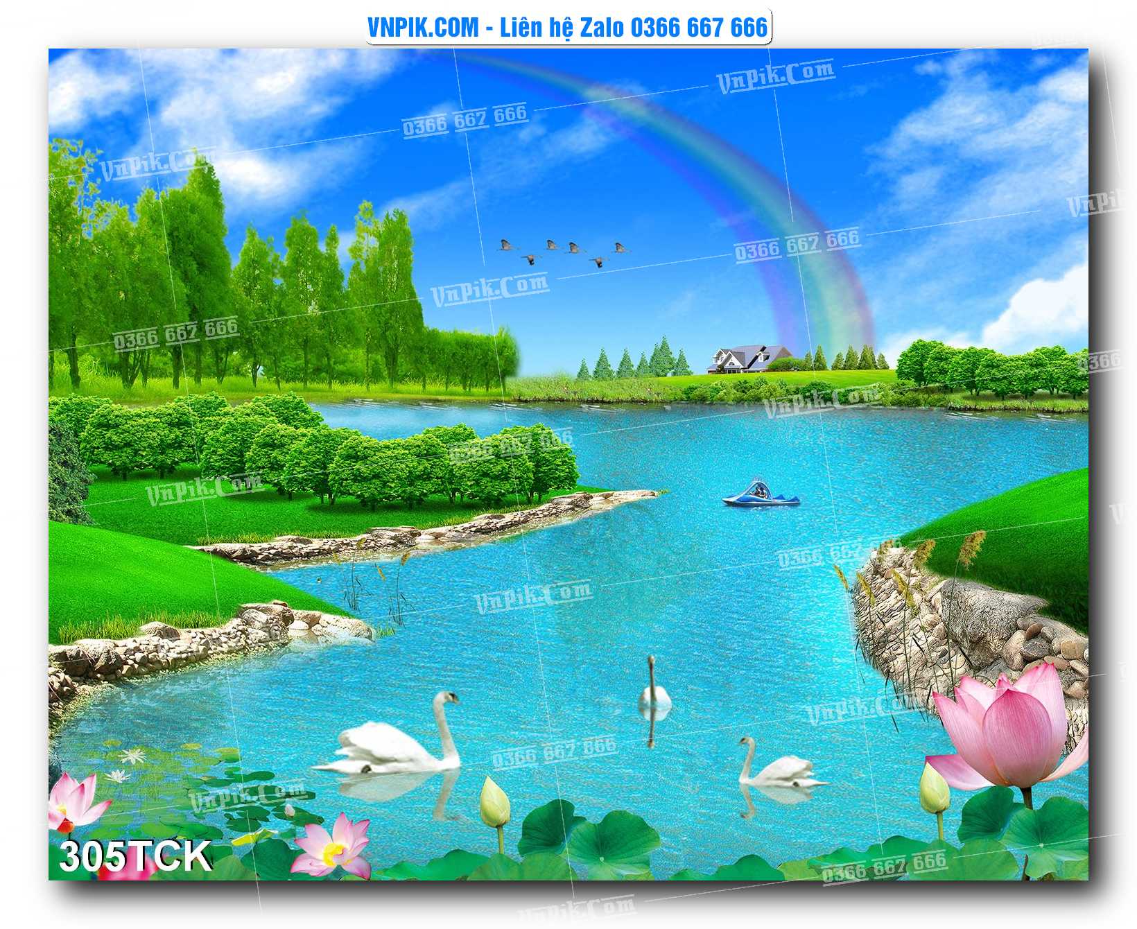 Tranh Hoa Sen – Cá Koi – Cá Chép  305TCK