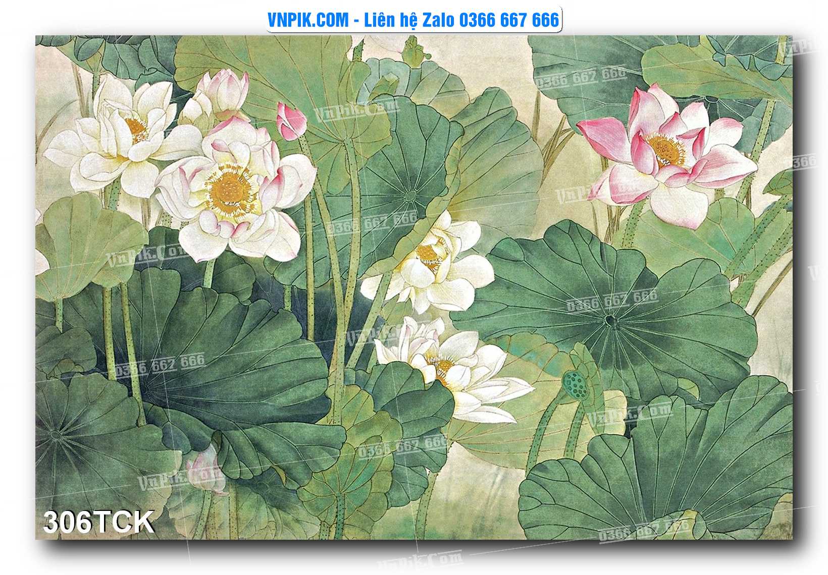 Tranh Hoa Sen – Cá Koi – Cá Chép  306TCK