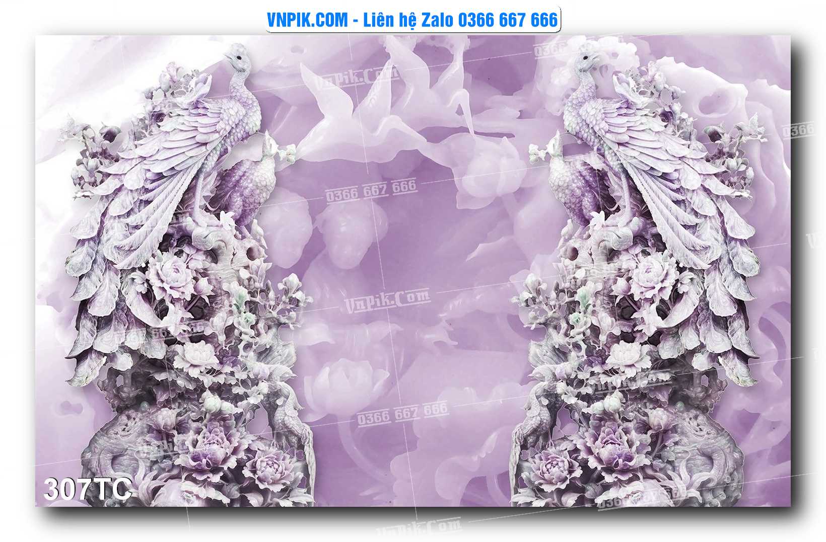 Tranh Treo Tường – Chim Công Hoa Mẫu Đơn 307TC