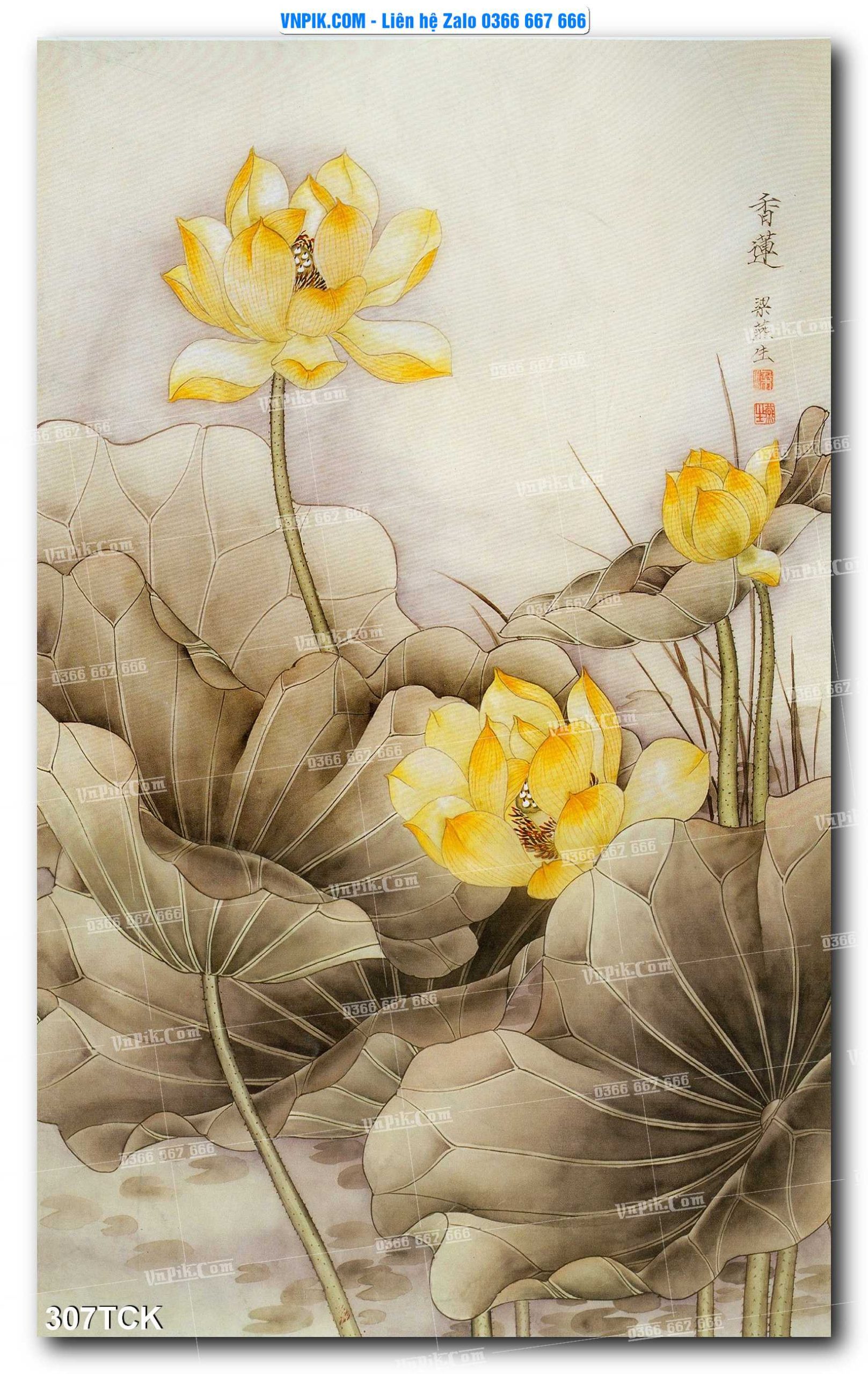 Tranh Hoa Sen – Cá Koi – Cá Chép  307TCK