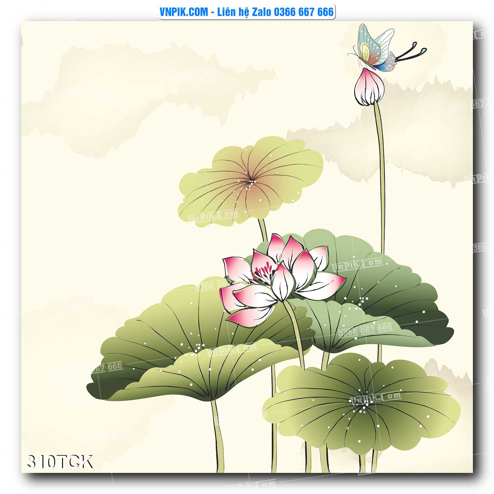 Tranh Hoa Sen – Cá Koi – Cá Chép  310TCK