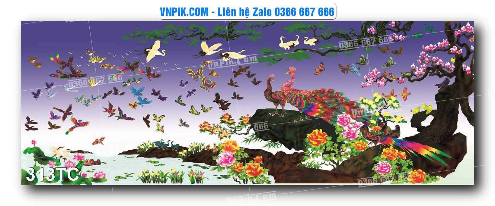 Tranh Treo Tường – Chim Công Hoa Mẫu Đơn 313TC