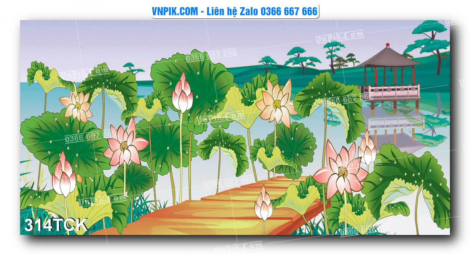 Tranh Hoa Sen – Cá Koi – Cá Chép  314TCK