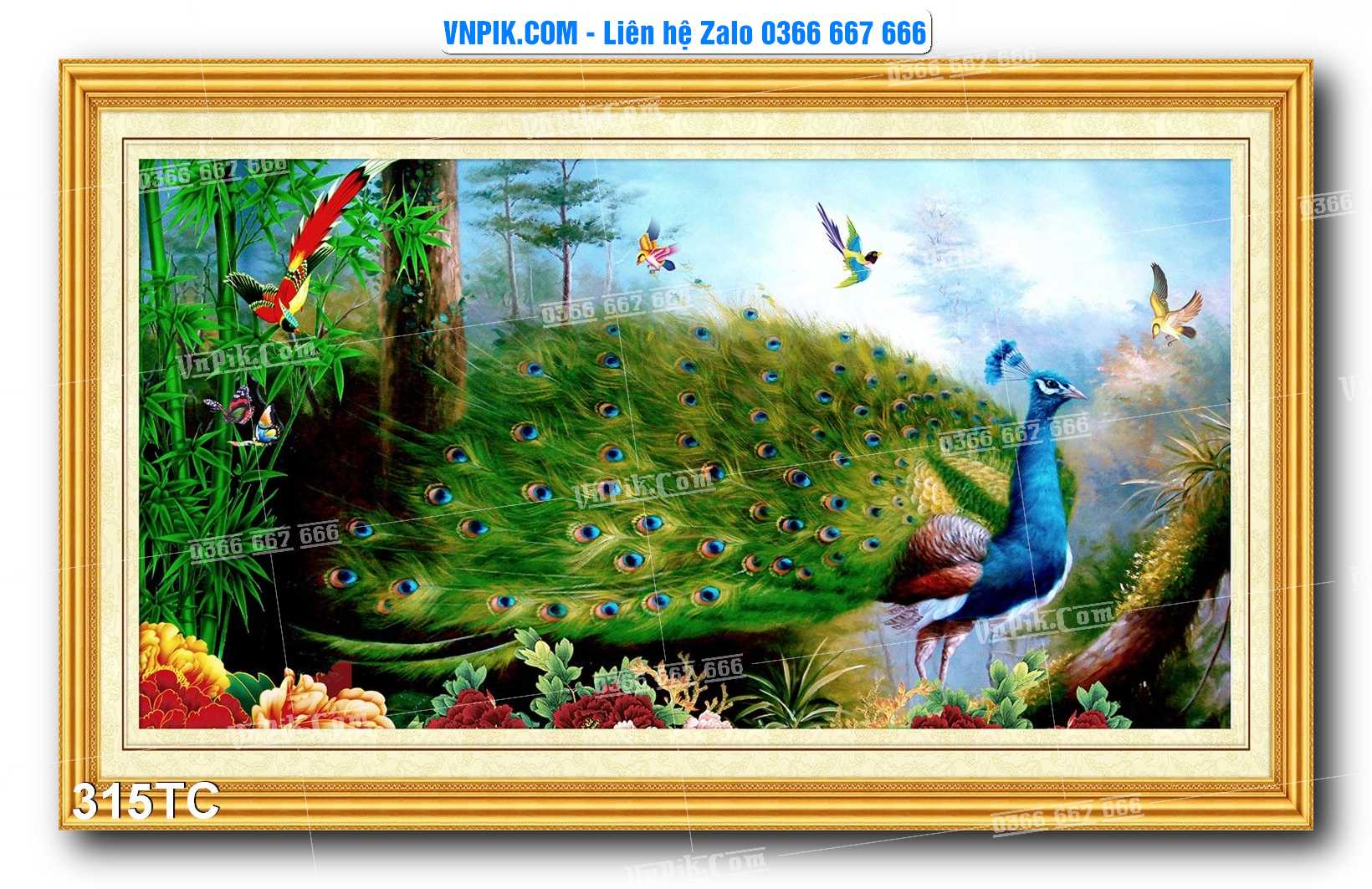 Tranh Treo Tường – Chim Công Hoa Mẫu Đơn 315TC