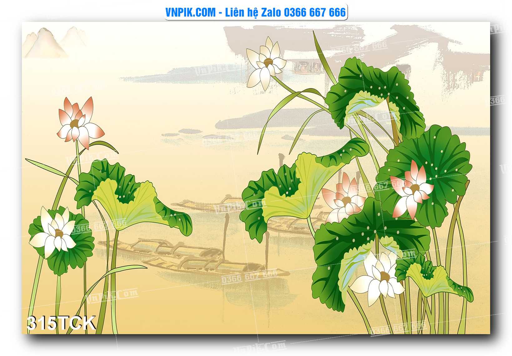 Tranh Hoa Sen – Cá Koi – Cá Chép  315TCK