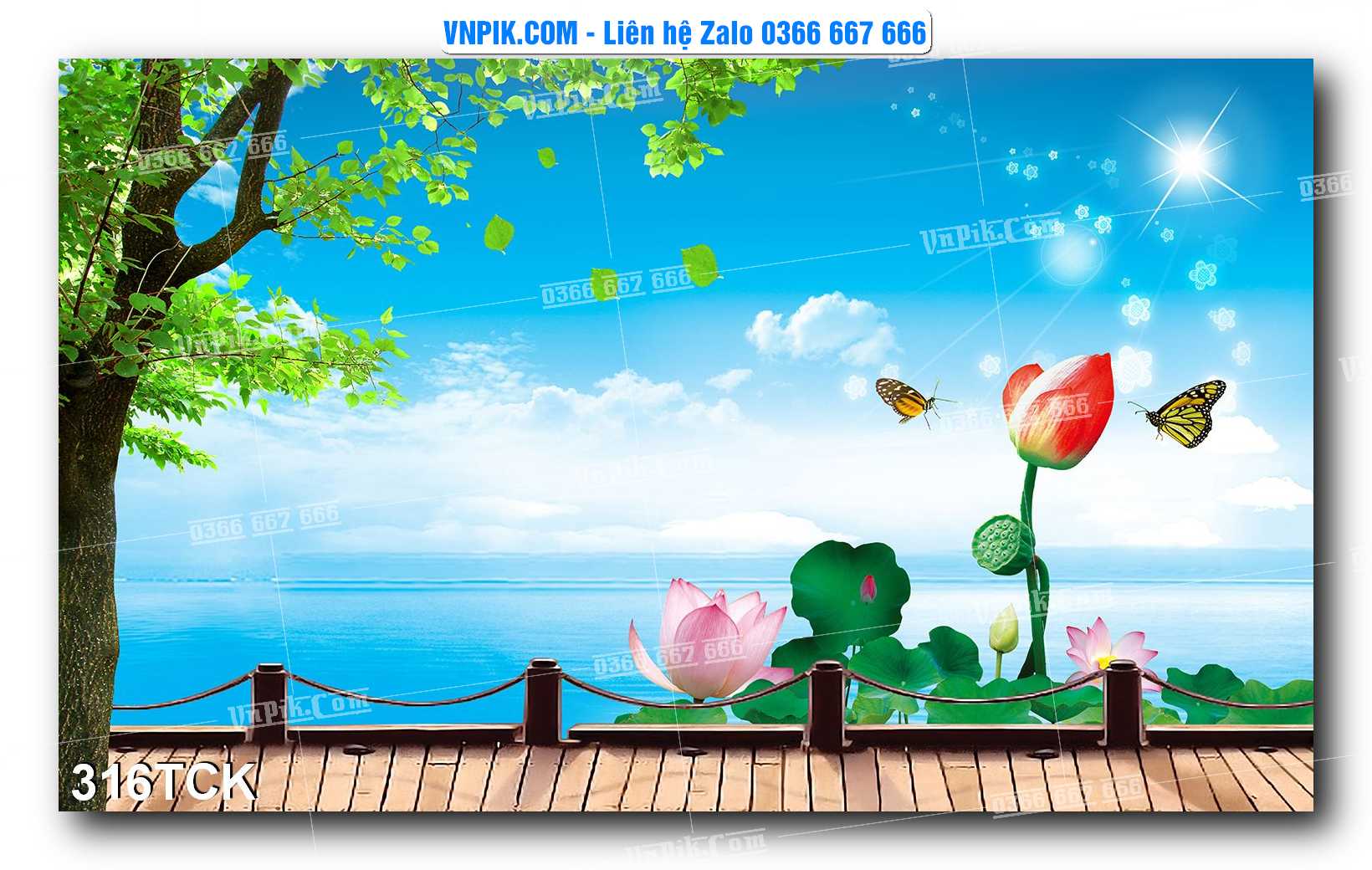 Tranh Hoa Sen – Cá Koi – Cá Chép  316TCK