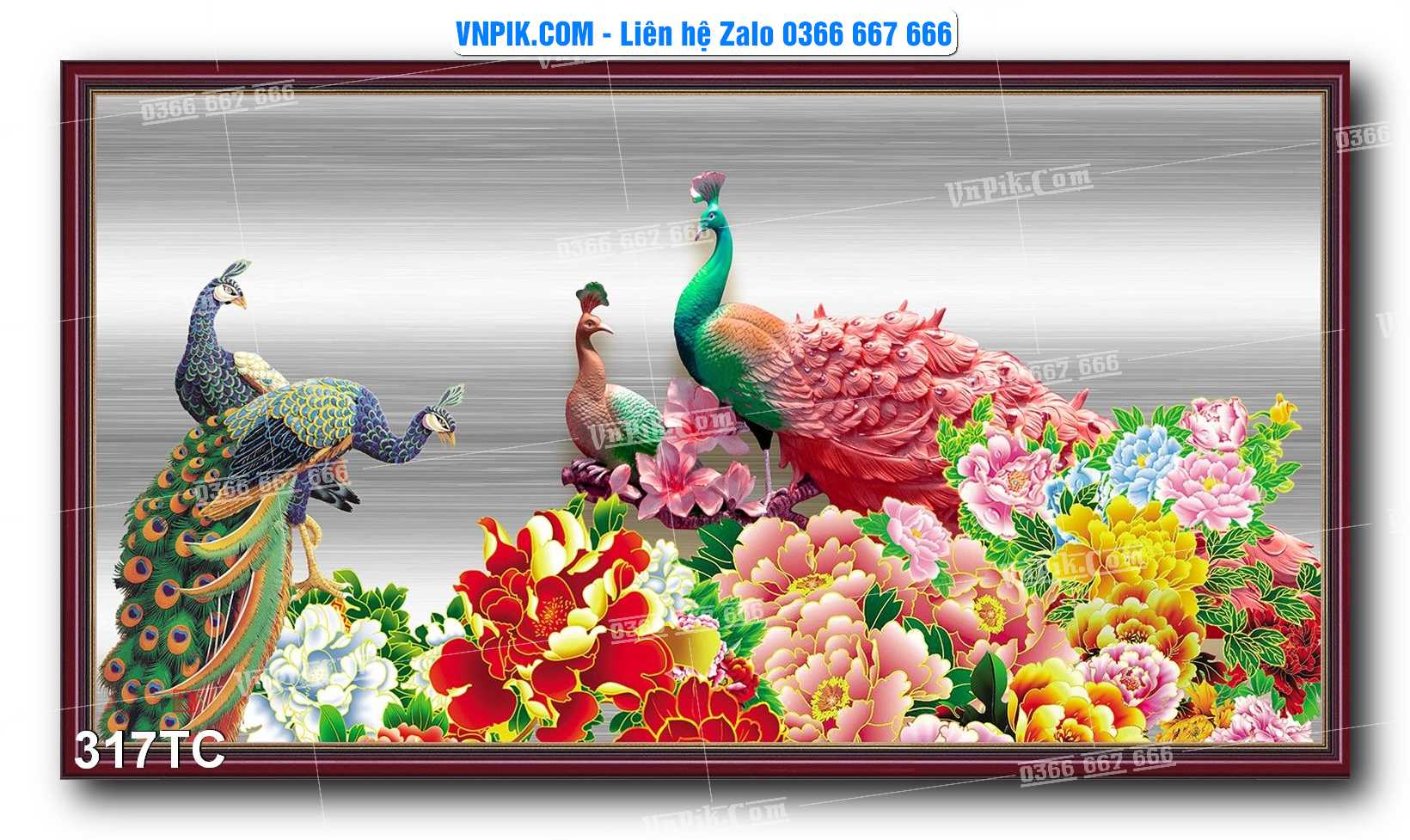 Tranh Treo Tường – Chim Công Hoa Mẫu Đơn 317TC