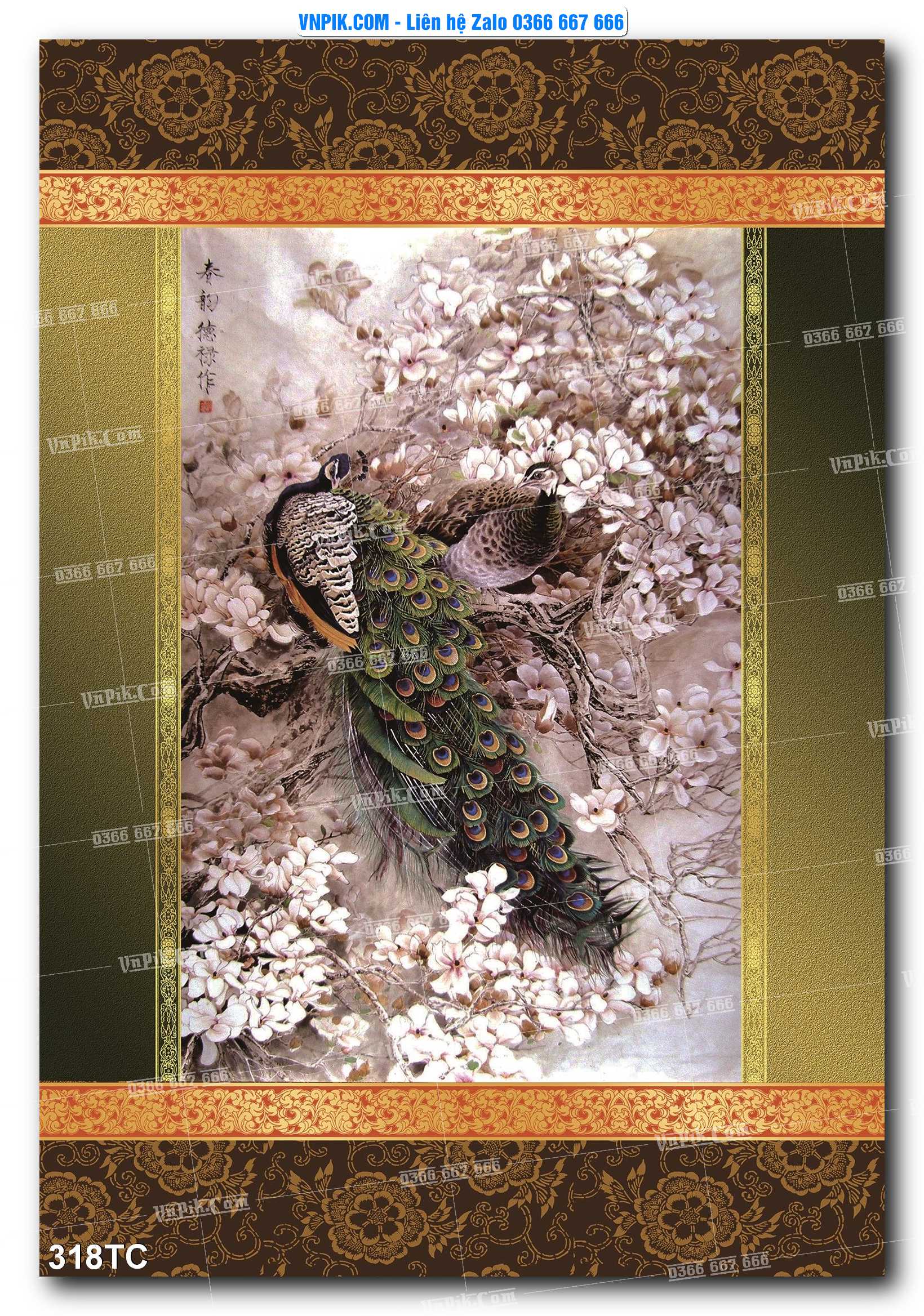 Tranh Treo Tường – Chim Công Hoa Mẫu Đơn 318TC